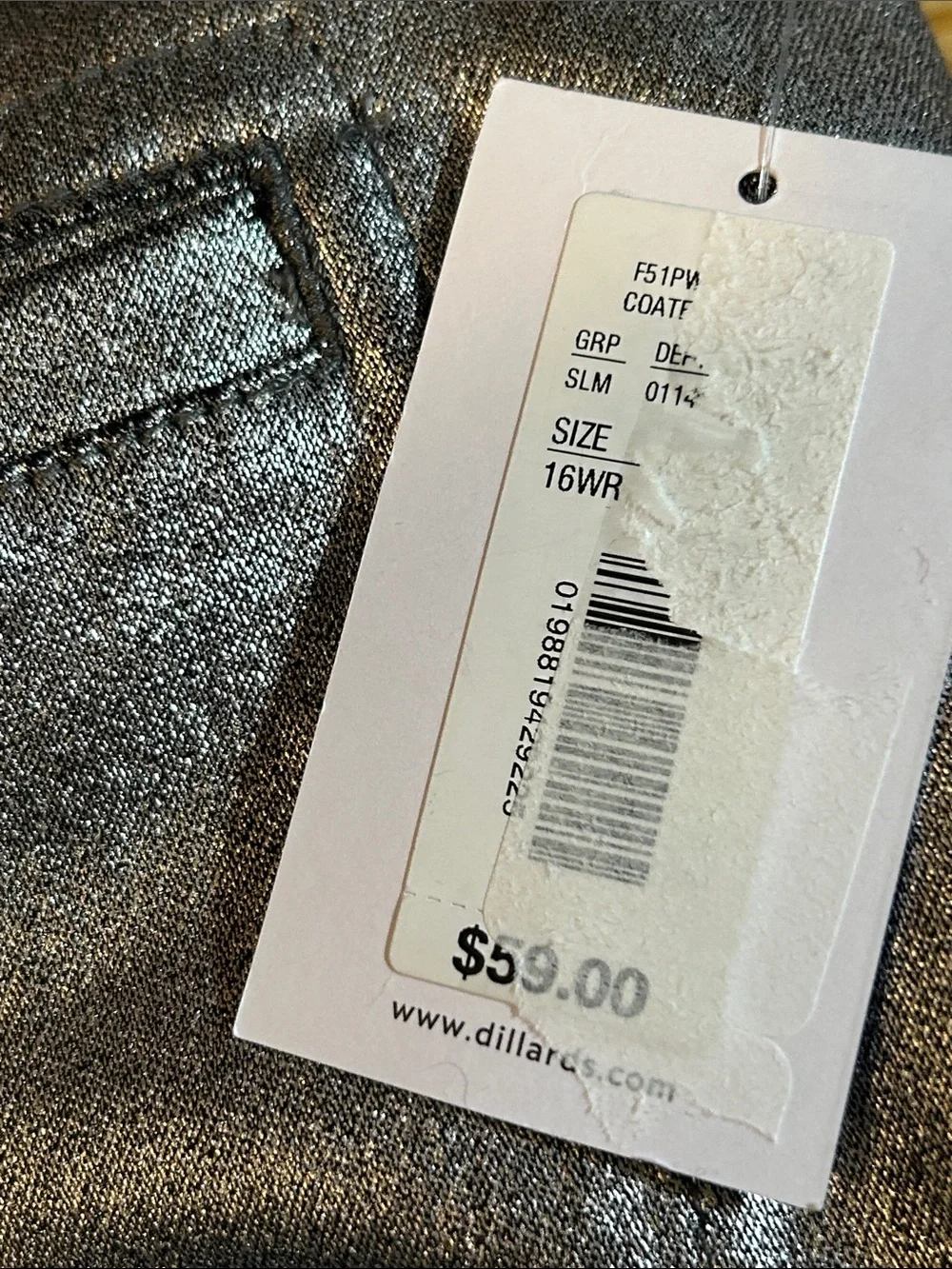 Westbound High Rise Pull On Jean Metallic Silver Cropped Pants Size 16W NWT